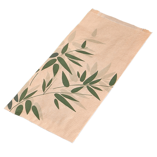 [355.06] Croissant bag Feel Green/Natural kraft  12+5x22cm (500st/pak)