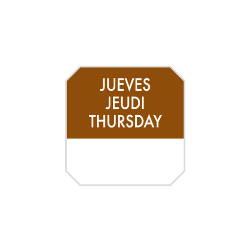 [393.68] Zelfklevende labels "Thursday" 2,5x2,5cm Brown (1000 stuks)
