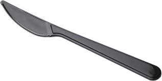 [457446] Plastic Mes/ knife 175mm zwart deluxe kleinverp.  100st/pk