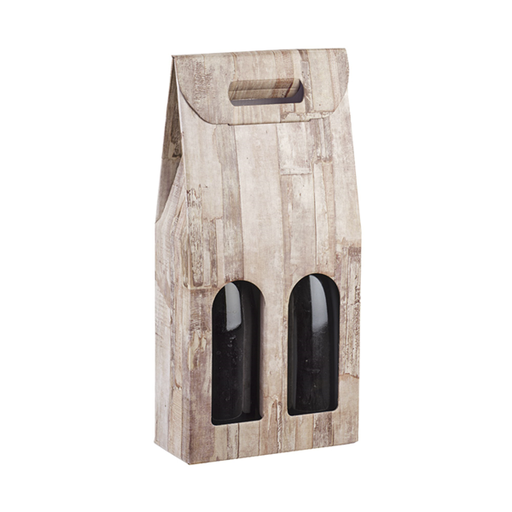 [801.81] 2-fles wijndoos 18x9x38,5cm Wood Cardboard (per stuk)