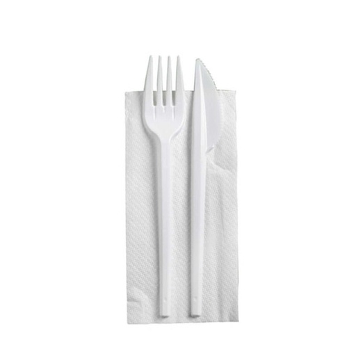 [RC3N1] Knife Fork Napkin Kit/ cutlery Set bestek White (500st/cs)