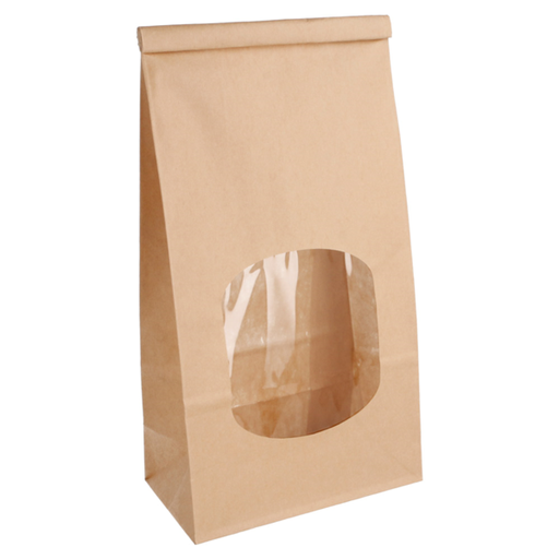 [228.71] Self-Sealing Bags with window 12+6,5x24,6cm Natural Kraft (50st/pak)