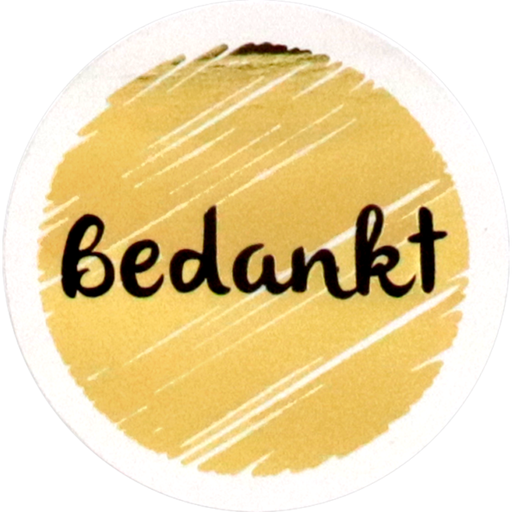 [548234] Lovly etiket "bedankt" 40mm goud/wit (500st/rol)
