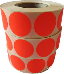 [DL613G] Round Labels Fluorescent Red 2" (500pcs/roll)