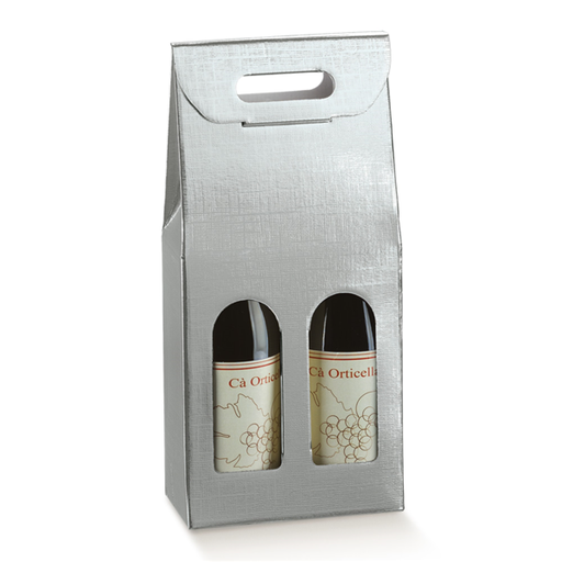 [804.36] 2-fles wijnkarton 18x9x38,5cm Silver Cardboard (per stuk)