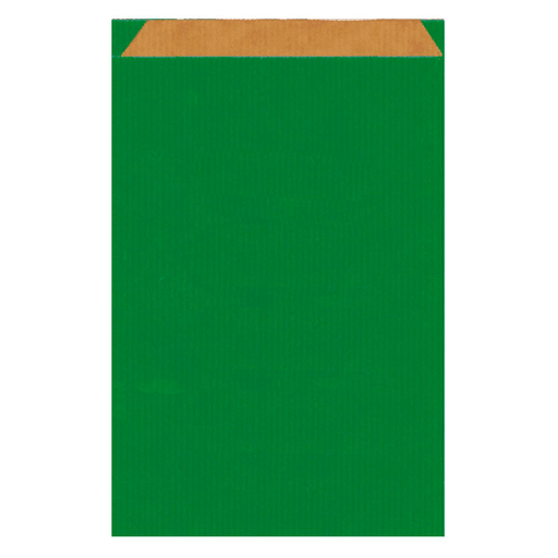 [809.60] Flat Bags 26+9x38cm Green Kraft Ribbed (250st/pak)
