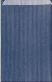 [809.66] Flat bags 26+9x38cm Navy Blue Kraft Ribbed (250st/doos)