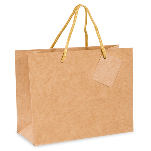 [801.57] Shopping Bags / Cord Handle 40+15x32cm Natural Kraft (10st/pak)
