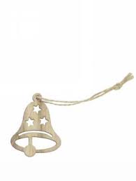 [711214] Houten Hanger aan Koord "Kerstbellen" (24st/pak)
