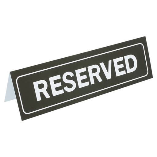 [179.33] Table Sign "reserved" 18x5,5cm Black PVC (per stuk)