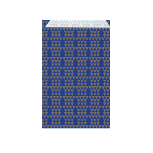 [803.93] Flat Bags Christmas Trees 12+5x18cm Blue Cellulose (250st/doos)