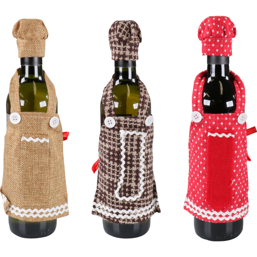 [890314] Assorti Schort + Muts voor fles 23x13cm (per stuk)