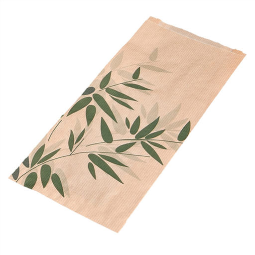[355.10] Croissant Bags "Feel Green" 14+7x26cm Natural Kraft (500st/pak)