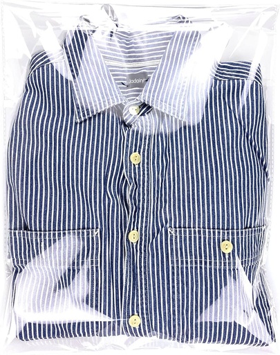 [130628] PP Shirt Bag with lid Removable Sealing tape  1.5  mil Clear 11+1x14+1.75 13-0628