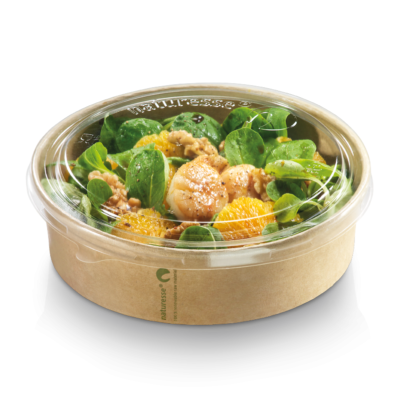 Kraft/PLA Salade Bowl 1200ml (40st/pak) / Deksel:431520