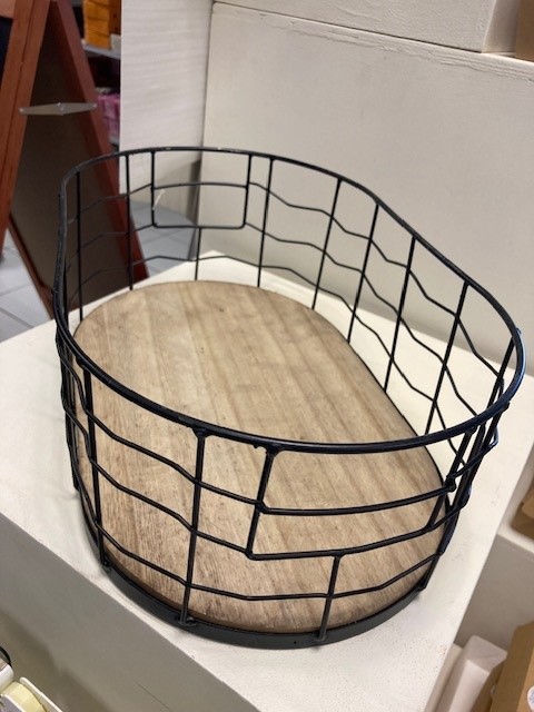 Draadmand metaal 39x24x15cm zwart ovaal (per stuk)