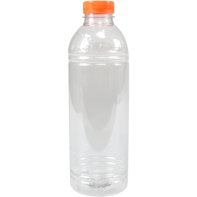 PET fles Rond/Transparant 1000ml incl. oranje dop (70st/doos)