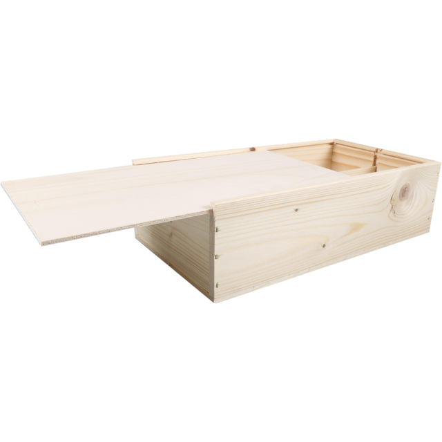 Wijnkist met schuifdeksel 2-fles compleet 337x176x085mm