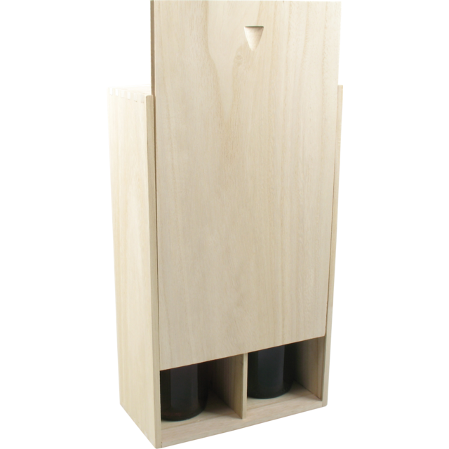 Wijnkist Paulonia hoog kwaliteit met dicht schuifdeksel Hout 2-fles