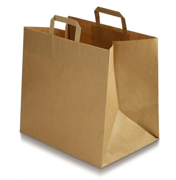 Draagtas / Snacktas Papier Eco-Bruin Kraft 32x18x26cm (300st/doos)