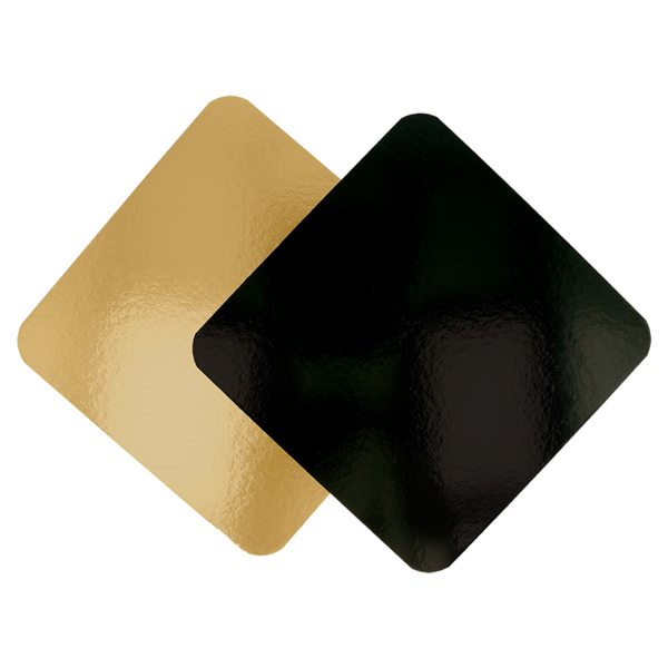 Two sides cardboard for patisserie 28x28cm gold/black (50st/pak)