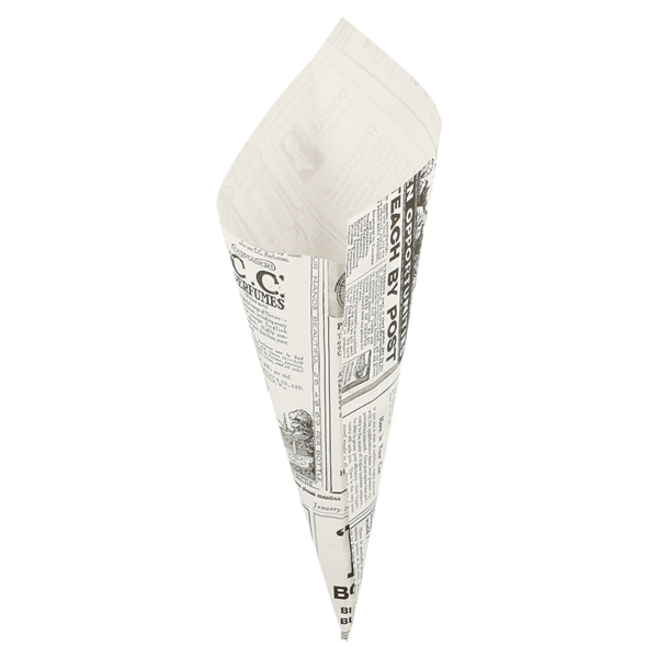 Puntzakken K17 (24x17cm)"Krant" / Paper Cones "Times" Greaseproof (250st/pak)