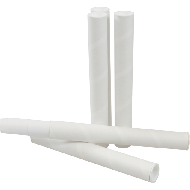 Koker Wit met dop/ Mailing tube white w/caps per stuk