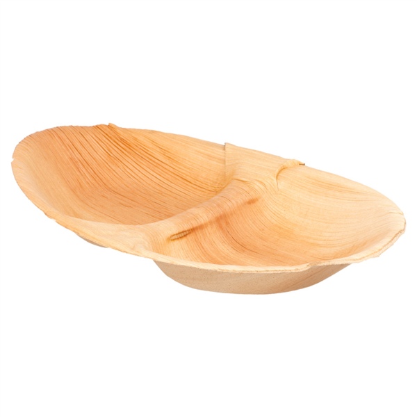 Oval dishes 2-compartment Palmleaf 27x15x2,5cm (25st/pak)