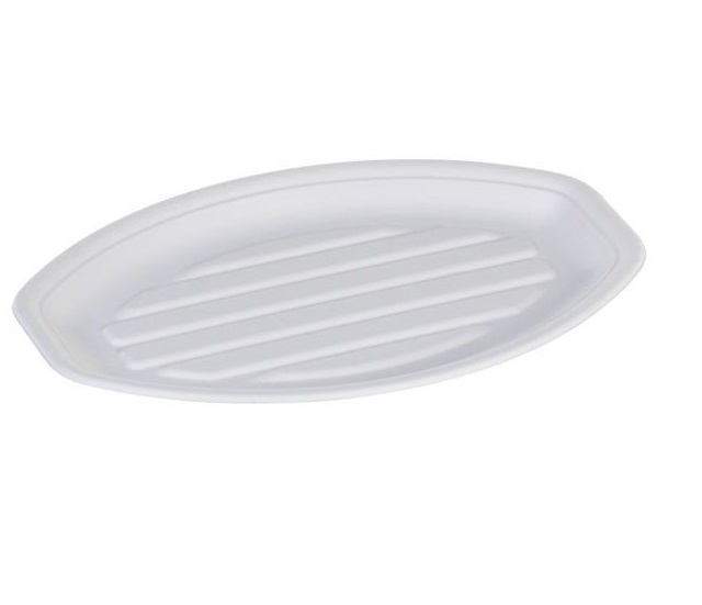 Suikerriet/Bagasse Cateringschaal 43x28cm wit (50st/pak)