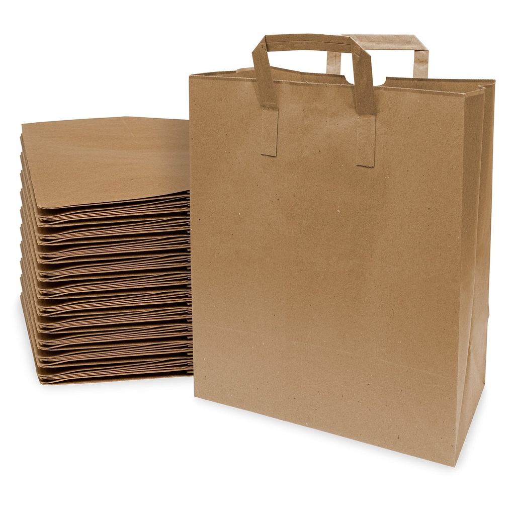 Grocery Bag Heavy Duty 70lb Kraft with Flat Handle  / 12x7x17" (305x178x432mm)/ 300st/doos