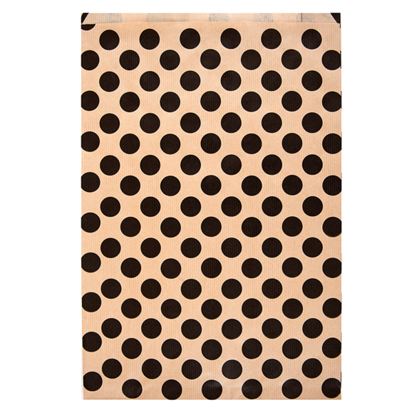 Vlakke zak 26+9x38cm Kraft paper with black dots (250st/pak)