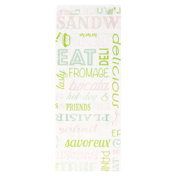 Sandwich Bags "Parole" 9+4x22cm White Greaseproof parch (500st/pak)