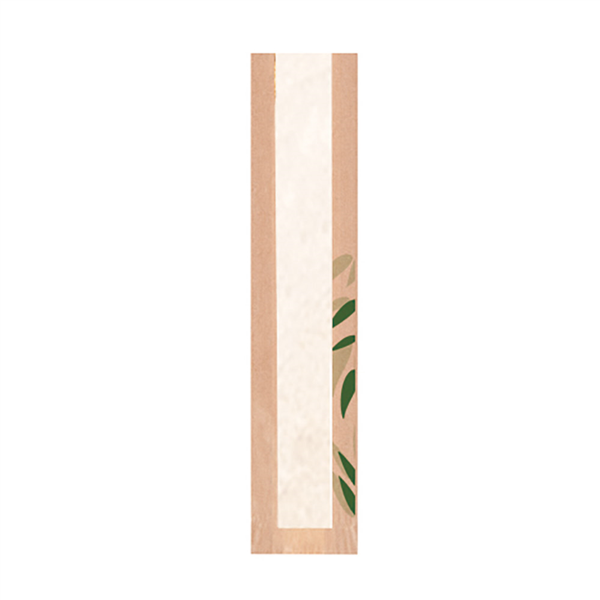 Bread Bags with Window "Classic" Feel Green 32GSM 9+4x35cm Natural Kraft (250st/pak)