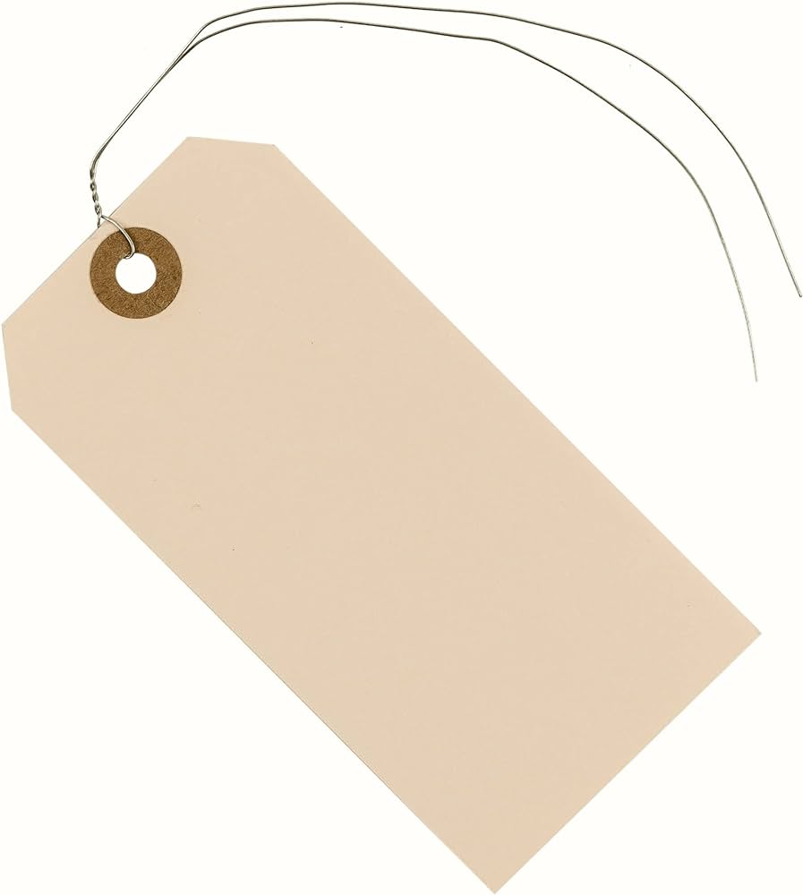 Hang etiket Wired Tags Stungs / Shipping Tags Manila #4 1000 st/ds  4-1/4x2-1/8