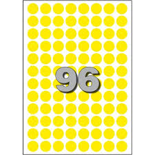 Zelfklevende papieren etiketten / map Geel Rond dia=15mm (960 stuks)