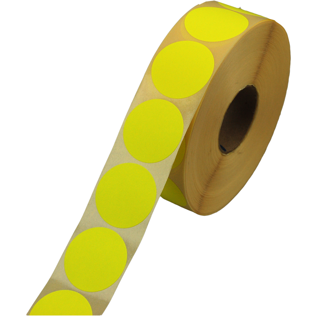 Etiket Geel Fluor Rond 35mm Perm. (2000st/rol)