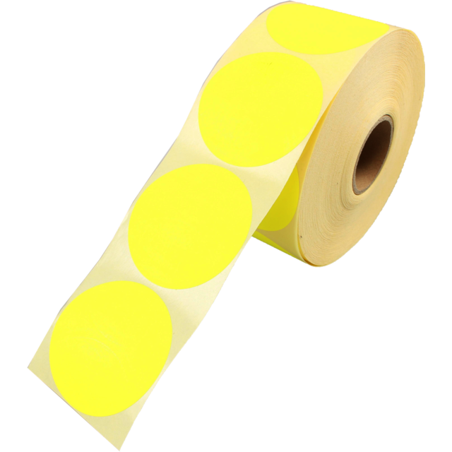 Etiket Geel Fluor Rond 62mm (1500st/rol)