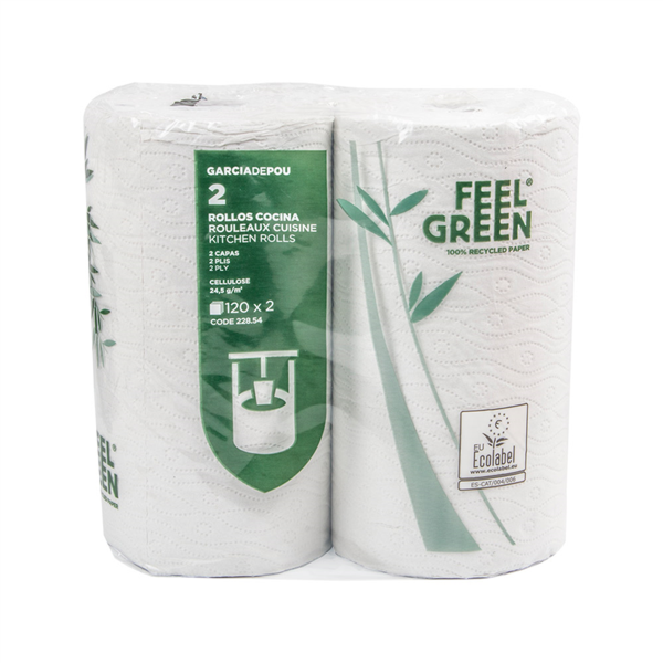 Kitchen rolls 2-ply White Cellulose 2/pk