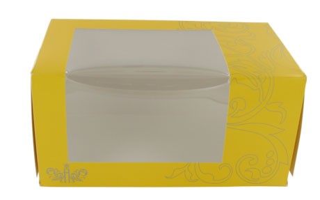 Gebaksdoosmet venster Geel 34x24x6 cm
