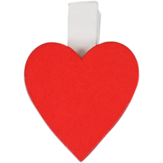 Houten knijper met rood hart 3x3cm (36st/pak)