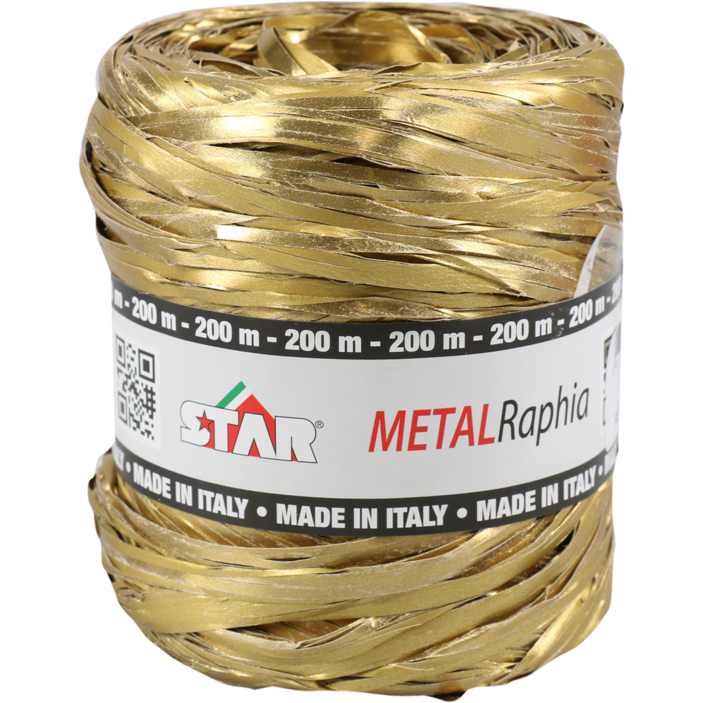 Raffia Poly 15mm x 200mtr Goud Metal (per rol)