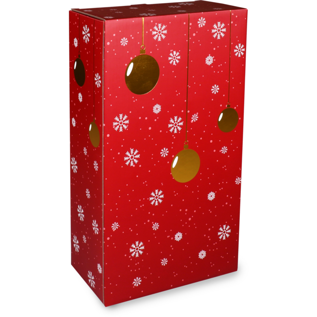 2-flesdoos "Wonderful Time" 191x95x330mm Christmas Red (per stuk)