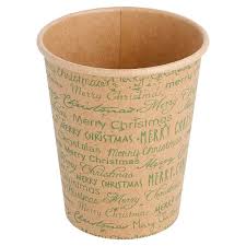 Hot cup "Merry Christmas" 240ml Natural Kraft (50st/sleeve)