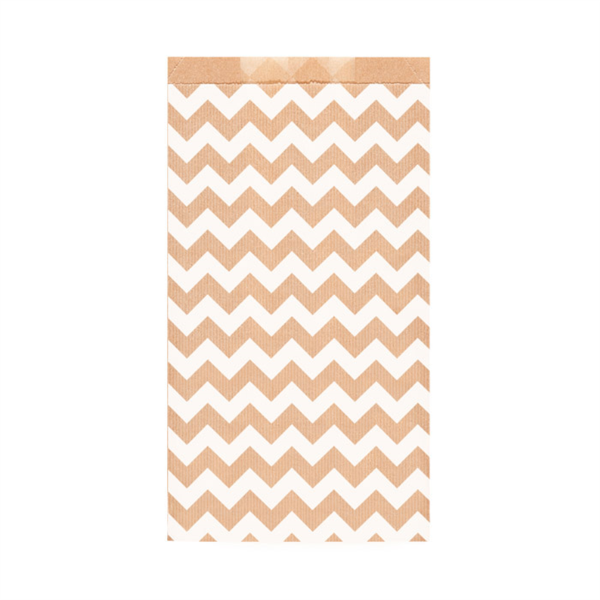 Flat bags "Zigzag" 19+8x35cm Kraft/wit (250st/pak)