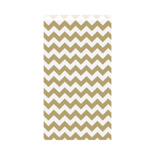 Flat Bags Zig-zag 19+8x35cm Gold/White Cellulose (250st/pak)