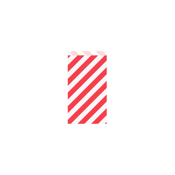 Flat bags striped 12+5x18cm Red kraft ribbed (25ost/pak)