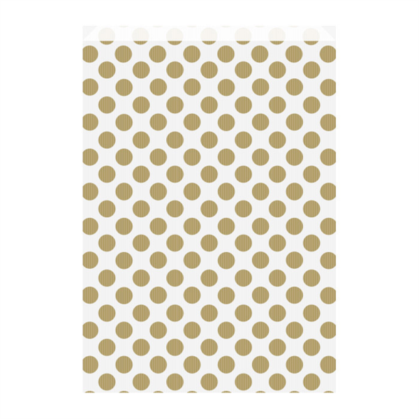 Flat Bags Polka Dots 26+9x38cm Gold/White Cellulose (250st/pak)