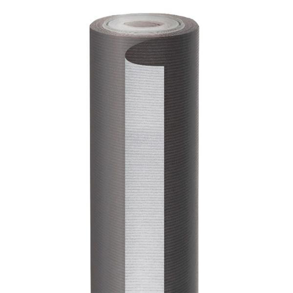 Kadopapier / Giftwrap Black/Silver Ribbed (per rol)
