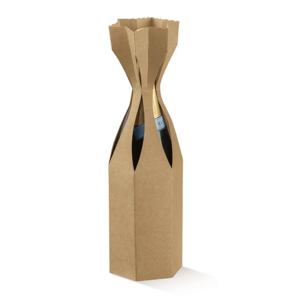 Wijnflesdoos Natural kraft (1-fles) 9x33cm (Per stuk)