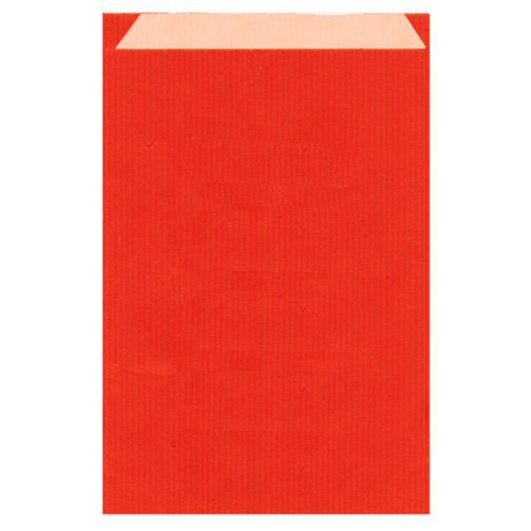 Flat Bags 12+5x18cm Red Kraft Ribbed (250st/pak)